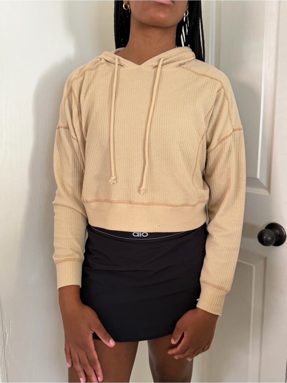Forever 21 Cropped Hoodie in Beige